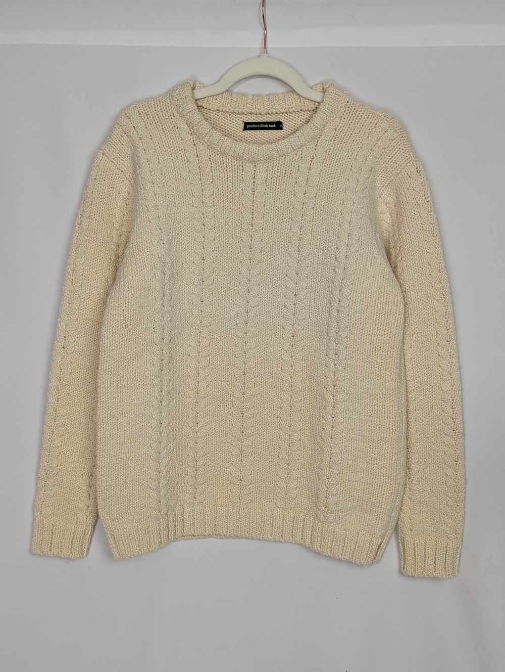 Product Think Tank East Warren Woolie Sweater 100% Wool Cable Knit